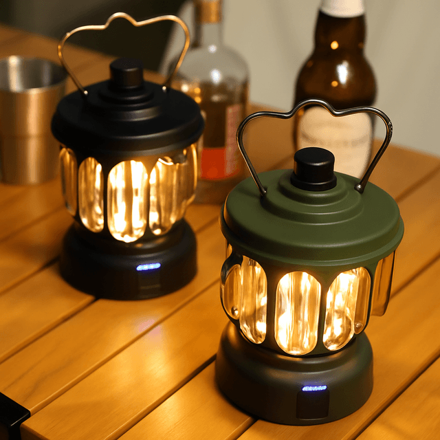 ランタン レトロハンドル付き充電式調光ランタン